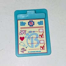 Barbie Doll Blue Medical Doctors Patient Clip Board Toy Accessory Piece - £6.60 GBP