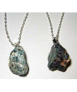 APATITE ROUGH NATURAL MINERAL STONE PENDANT 18 in SILVER LINK CHAIN NECK... - £5.17 GBP