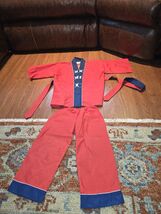 Double Dragon Red Karate Gi Uniform Embroidered Dragon Jacket Pant Set C... - $34.95