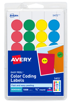 Avery Removable Print/Write Color Coding Labels, 3/4", Pack of 1008 (15472)  - £4.66 GBP