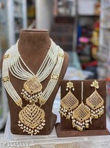Jadau Rani Haar Long Small Earrings Tikka Tika Jewelry Gold Plated Women... - $59.39