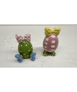 Anthropomorphic Easter Eggs Salt &amp; Pepper Shakers with Feet and Bows - $14.94 CAD