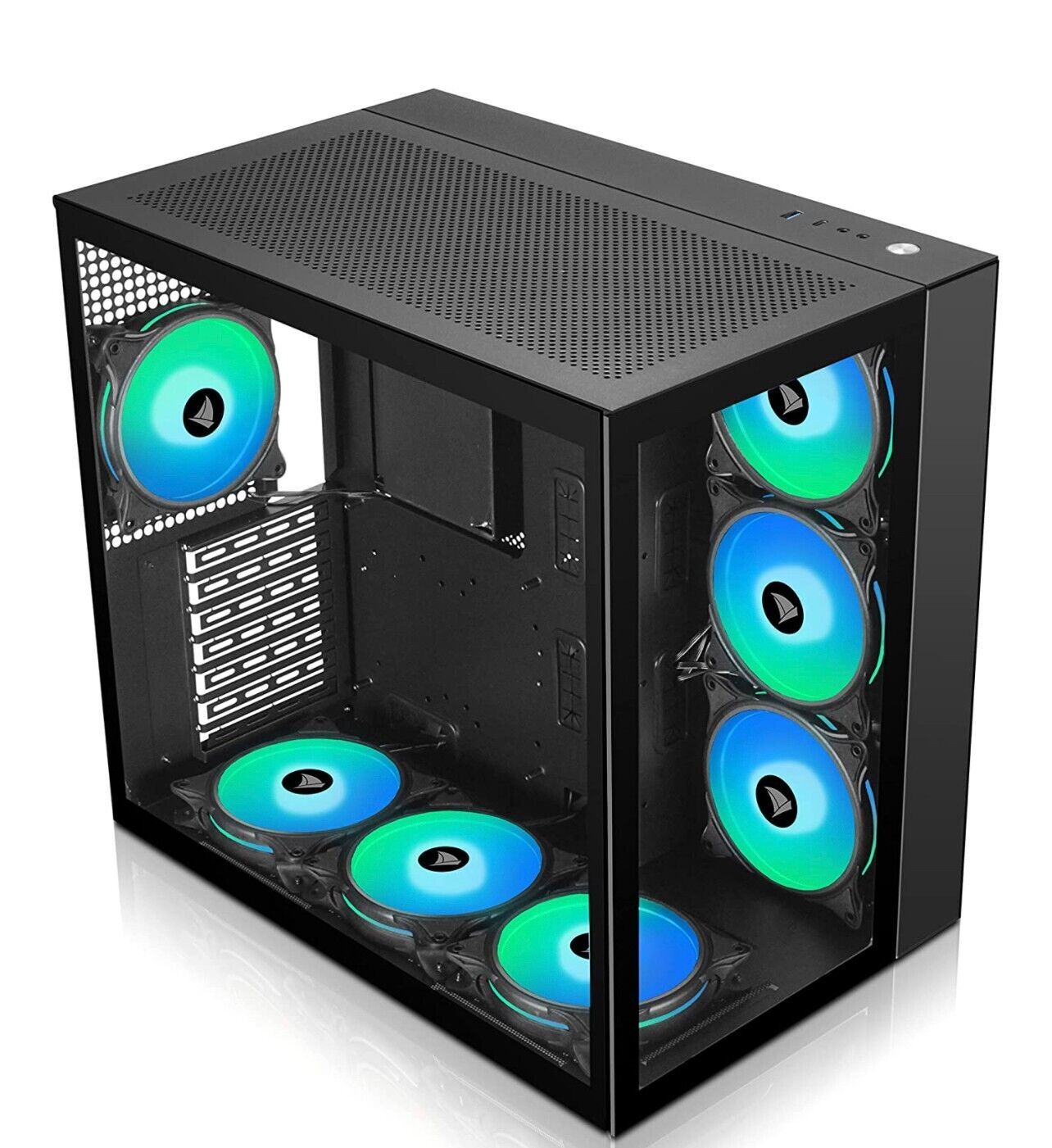 AMANSON PC CASE ATX Gaming Mid-Tower W/Tempered Glass ( NO FANS )
