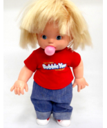 Vintage Bubble Yum Baby Doll Blows Bubbles Plastic Jointed 14&quot; Working - $17.86