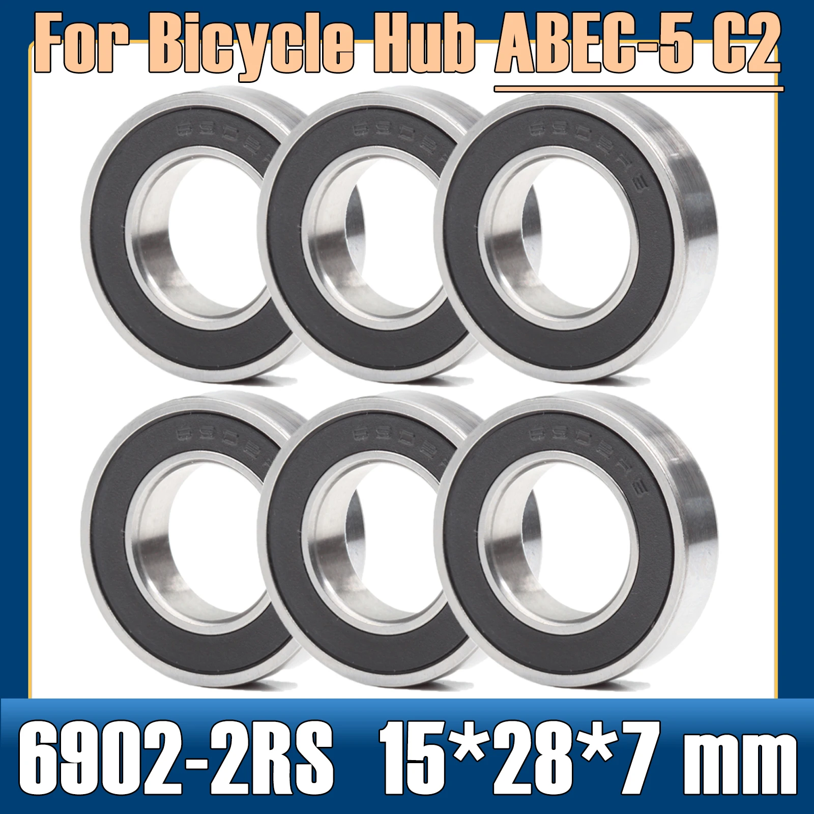 6902-2RS ing 15*28*7 mm ( 6 PCS ) ABEC-5 6902RS ings  Bicycle Hub Front Rear Hub - £90.43 GBP