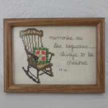 Children Embroidery Finished Framed Nursery Rocking Chair Love Floral Vtg - £9.55 GBP