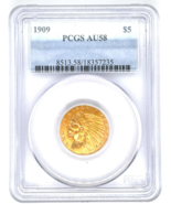 1909 G$5 Indian Head Gold Half Eagle Graded by PCGS as AU58 United State... - €1.272,67 EUR