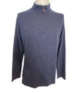 Mizzen + Main Heathered Blue Long Sleeve 1/4 Zip Knit Pullover Size L - €40,54 EUR
