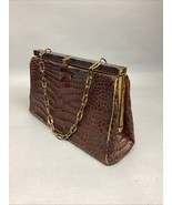 Vintage Rendl Original Alligator Leather Handbag Purse, Classic Cognac B... - $19.79