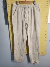 Serra Ladies Cotton Blend Casual Pants  Size Medium Beige Drawstring - £12.45 GBP
