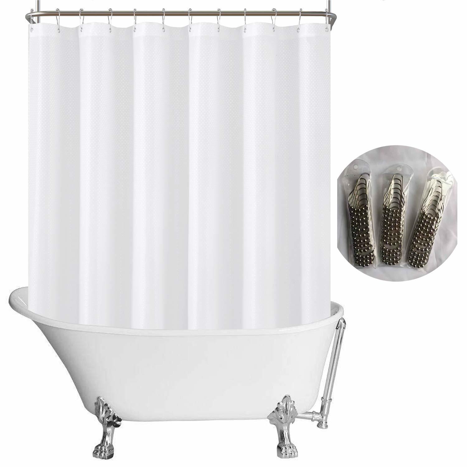 Fabric Clawfoot Tub Shower Curtain 180 X 70 Inches All Wrap Around, 36 Hooks Inc