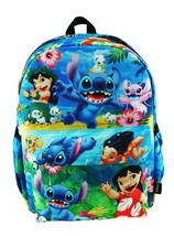 Lilo And Stitch Deluxe Oversize Print Large 16&quot; Backpack with Laptop Compartment - $40.98