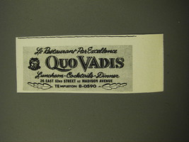 1959 Quo Vadis Restaurant Ad - Le Restaurant Par Excellence - £14.45 GBP