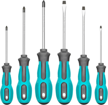 Magnetic Screwdriver Set, 6-Piece Screw Driver Kit with 3 Phillips and 3 Flat, P - £12.22 GBP