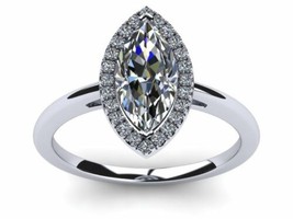 1.50 Ct Marquise Cut Diamond Wedding Engagement Ring 14k White Gold Finish  - £73.47 GBP