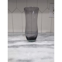 Hand Blown Purple Smoke Glass Flower Vase, Plum Floral Vase, Bulbous Body Vase - $14.85