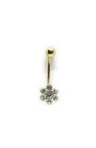 ADIRFINE 14K Solid Gold Banana Bar Flower Belly Button Ring - $140.39