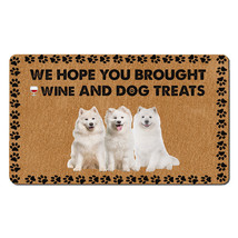 Funny Samoyed Dogs Outdoor Doormat Wine And Dog Treats Mat Gift For Dog ... - £31.02 GBP