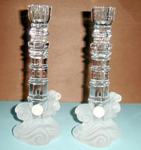 Lenox Crystal Lighthouse Candlestick Holder Pair Tower Wave Base 9.25&quot;H New - £51.33 GBP