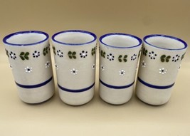 Mexican Talavera Daisy Pottery Drink Tumbler Cups Marked Cermac 5&quot; LOT 4 - £18.91 GBP
