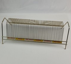 Vtg MCM Gold Metal Wire 60 Slot Vinyl Record Holder Rack Mid Century Mod... - $29.69