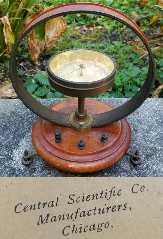 antique Galvanometer Tangent &quot;Central Scientific&quot; Chicago WOOD &amp; BRASS - $499.99