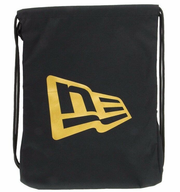 New Era Black & Gold Drawstring Backpack Cinch Gym Back Sack - $13.29