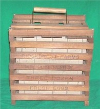 Chicken Egg Crate Carrier Wood Wooden Box Carton Ridgecrest Farm Wilton Maine Me - £97.16 GBP