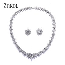 Luxury White Color Water Drop Cluster AAA+ Cubic Zirconia Fashion Jewelry Set Fo - £41.17 GBP