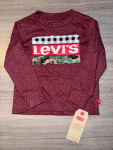 MSRP $22 Levi&#39;s Plaid/Camo Logo Long Sleeve Red Size 2T - $14.85