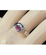 Platinum oval faceted Pink Tourmaline ring 3.2gm s6.5 JR7802 - £235.51 GBP