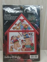 Bucilla Christmas Cottage Counted Cross Stitch Kit house frame teddy bea... - $9.89