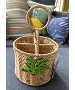 CIROA WICKER RESIN PALM TREE 4-COMPARTMENT SERVING CADDY SILVERWARE HOLD... - $19.99