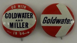 Vintage Pinback Election Button Lot 2 POLITICAL Goldwater &amp; Miller in 19... - £7.59 GBP