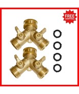 2 Count Solid Brass Hose Y Valve Set – Versatile Garden Hose Splitter Ad... - $44.06 CAD