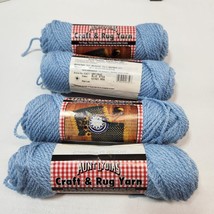 Lot 4 Skeins Vtg Aunt Lydia&#39;s Heavy Rug Yarn 3-ply antique blue 240 yds total - £14.61 GBP