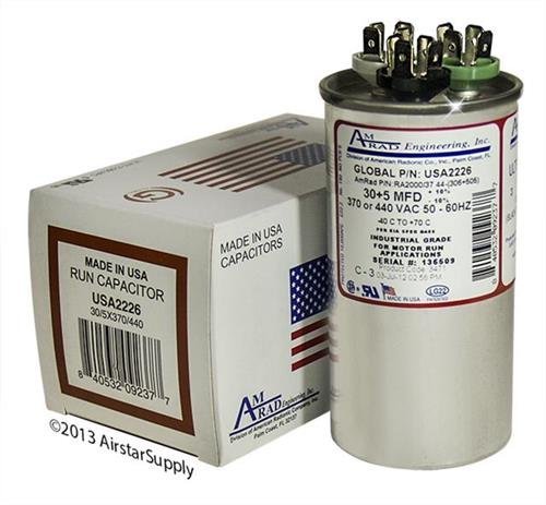 Goodman CAP050300440RSP Replacement - 30 + 5 uf/Mfd 370/440 VAC AmRad Ro... - $31.31