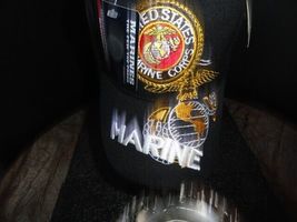USMC Black Baseball Cap and Alum Nickel Chrome Plated Ashtray 7" Diameter NEW image 4