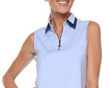 NWT Ladies BELYN KEY Ice Blue &amp; Navy Birdie Sleeveless Golf Shirt XS S M L - £39.95 GBP