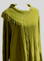 Knit &amp; Pearl Women Cable Knit Sweater Size 1X Green Angel Flap Style Col... - £9.40 GBP