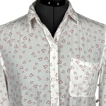 BeachLunchLounge Women&#39;s Casual Button-Down Shirt White Heart Print Size S - $369.07 MXN