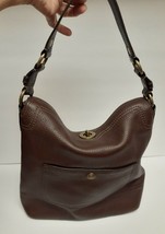 Coach Pebbled Leather Chelsea Shoulder Bag Hobo Handbag Turn Lock DK Brown Tag - £80.15 GBP