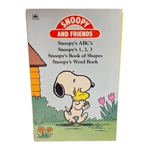 Set 4 Golden Book Beginners Snoopy &amp; Friends ABC&#39;s 1,2,3 Shapes Word Book 1987 - £18.21 GBP