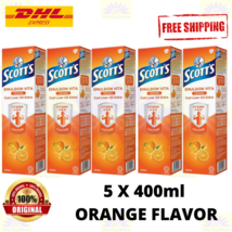 5 X 400ml Scott&#39;s Émulsion Morue Foie Huile Saveur Orange Vitamine A &amp; D - - £73.58 GBP