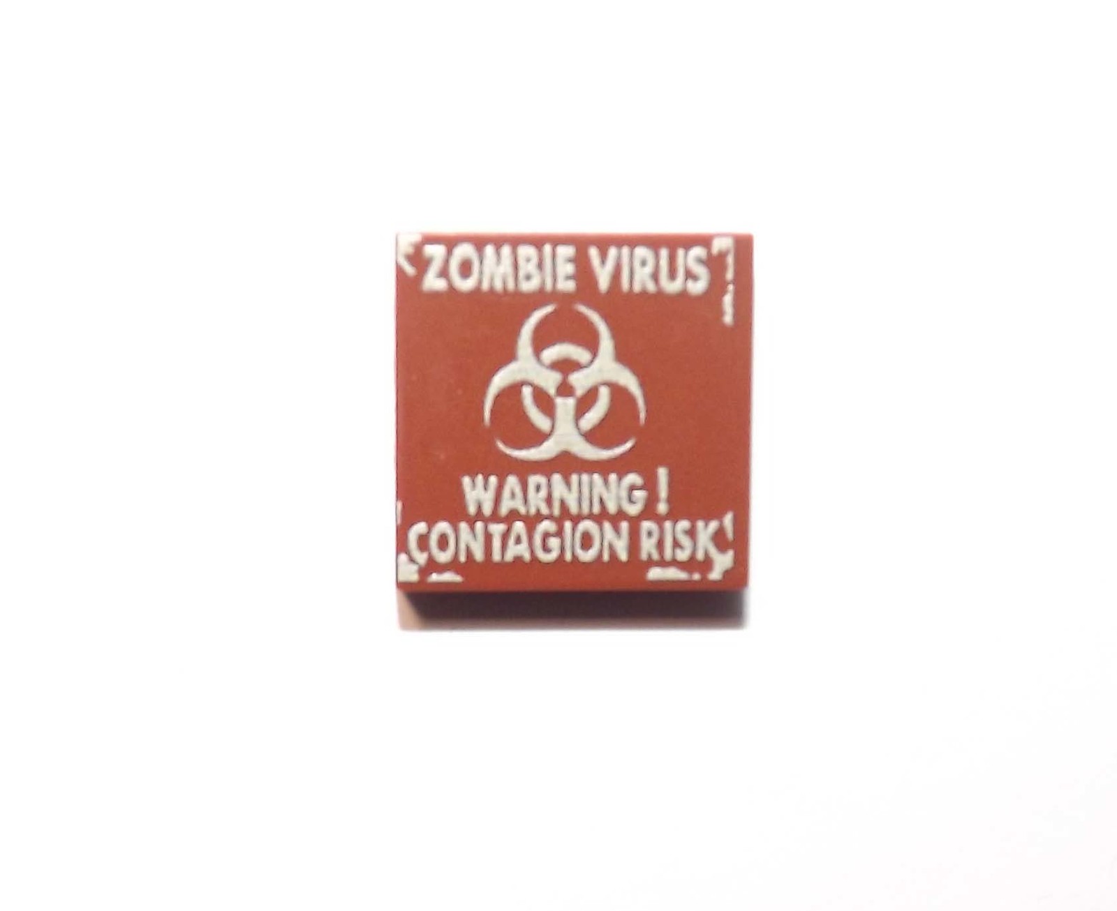 Zombie Virus Risk Sign 2X2 Horror Construction Piece Custom Minifigures - $5.45