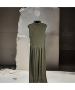 Pretty Garden Womens Olive Green Stretch Ribbed Mock Neck Jumpsuit Wide ... - $16.52