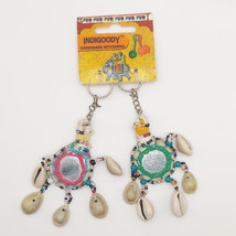Handknitted Bohemiam Style Mirrored Cowrie Shell Keyring Duo - $17.11