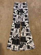 Say Any Things Black &amp; White News Wide Palazzo’s Pants Leggings Size Small - £8.15 GBP