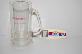 Vintage Carling Okeefe Glass Beer Stein 6 1/4&quot; tall with Carling O&#39;Keefe... - £12.11 GBP