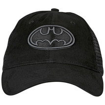 Batman Classic Symbol In Black Curved Brim Adjustable Dad Hat Black - £19.92 GBP
